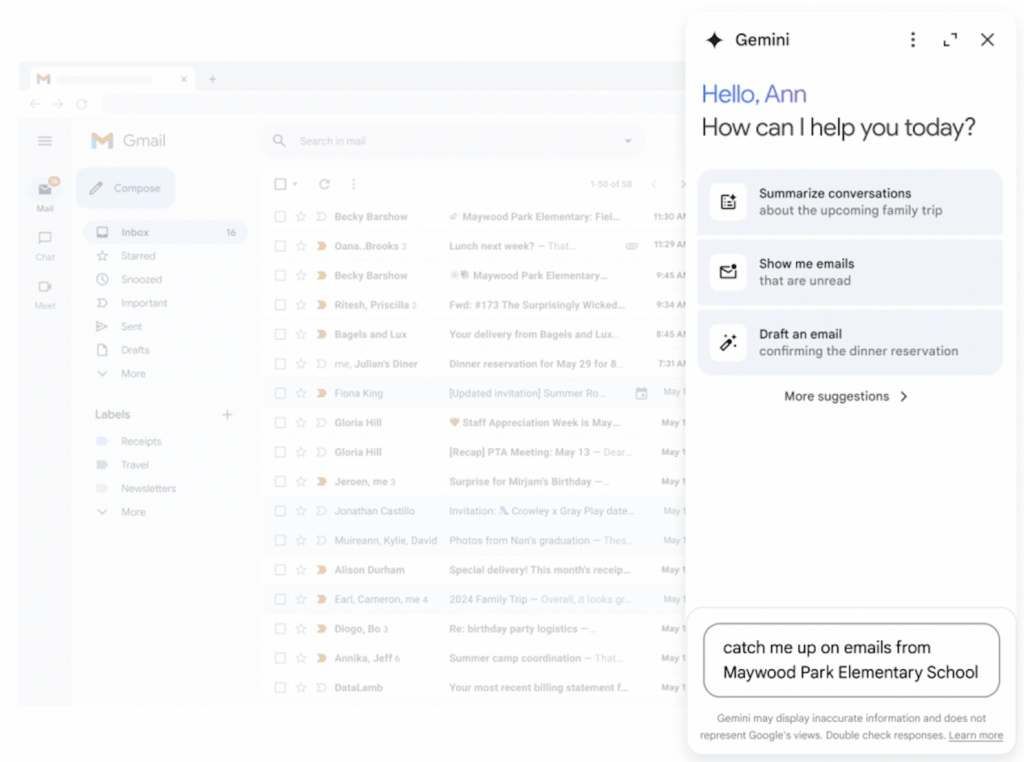 Google Introduces Gemini AI Features in Gmail